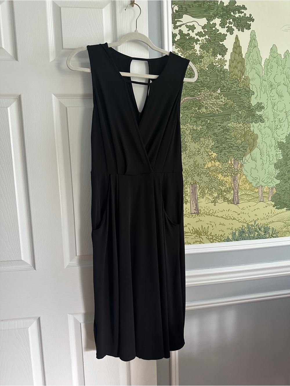 BCBGeneration Black Faux Wrap Midi Dress Pockets Nursing Friendly Small